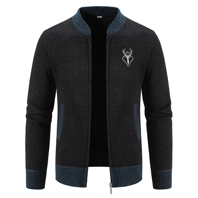 Men's fashionable cardigan with zipper and high collar Lisslune