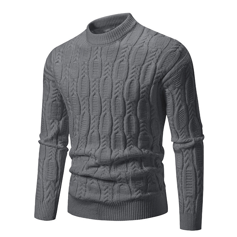 Men's chunky knit sweater with modern cable pattern and round neck Lisslune