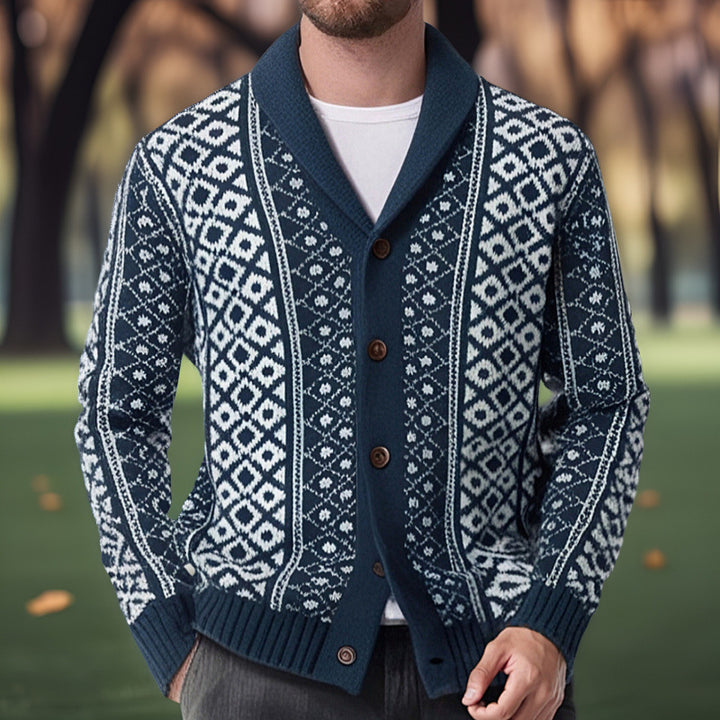 Men's cardigan with traditional Nordic pattern Lisslune