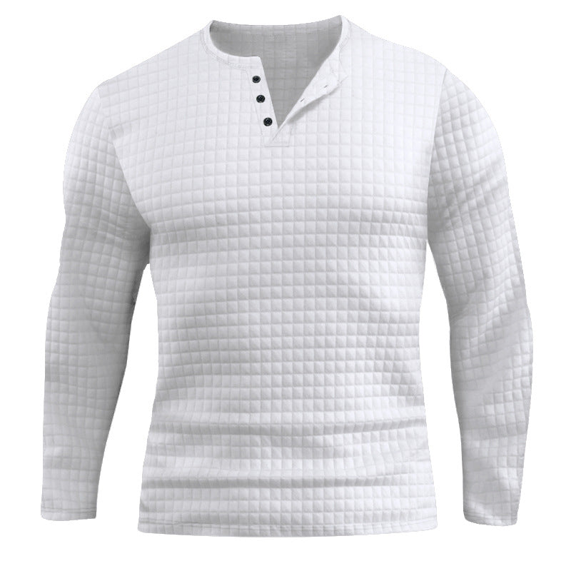 Men's Long Sleeve Shirt with Textured Design and Fashionable Button Closure Lisslune