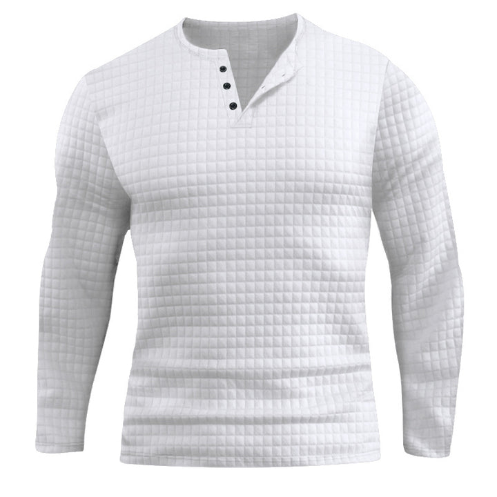 Men's Long Sleeve Shirt with Textured Design and Fashionable Button Closure Lisslune
