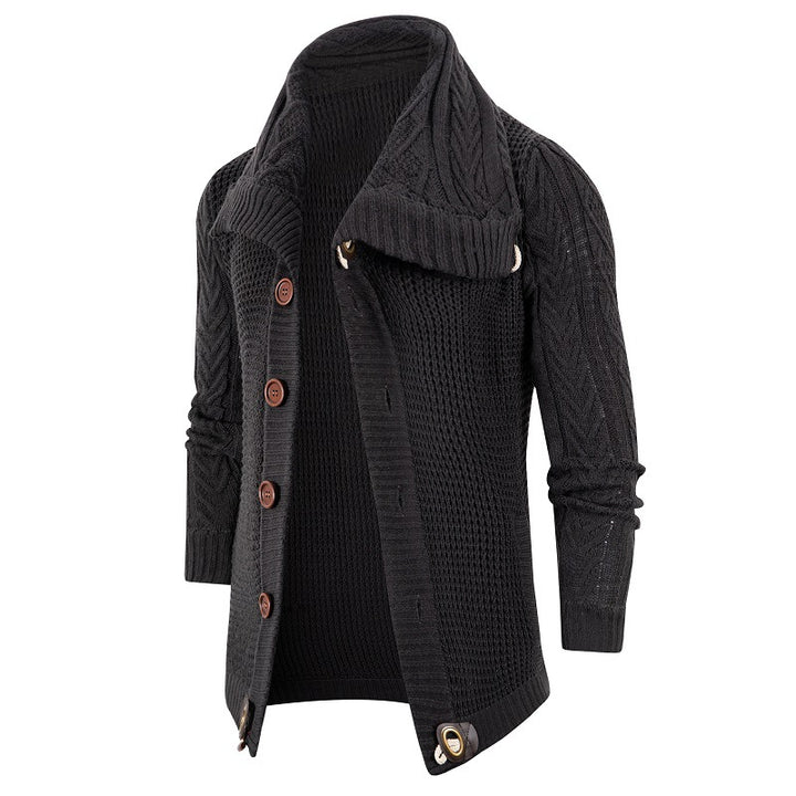 Men's cardigan with shawl collar and wooden buttons Lisslune
