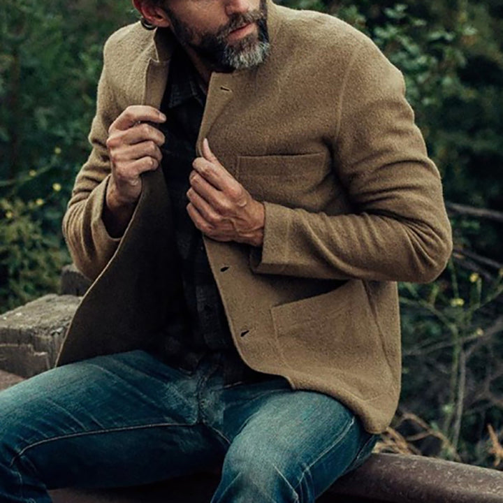Men's Casual Linen Blazer with Patch Pockets Lisslune