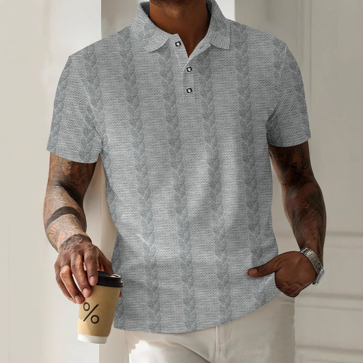 Men's Sporty Polo Shirt with Textured Pattern Lisslune