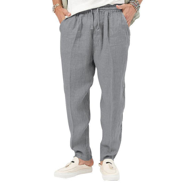 Men's Loose Linen Pants with Elastic Waistband Lisslune