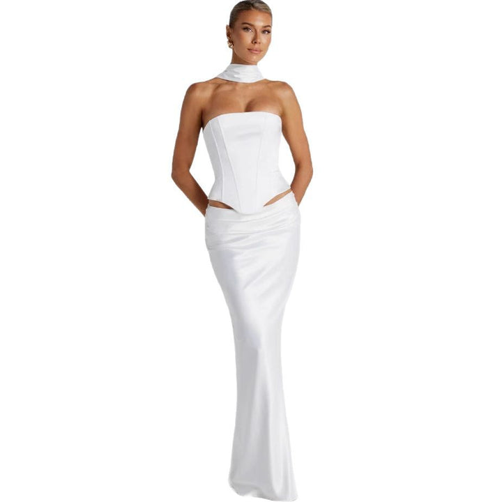 Women's wedding dress with off-the-shoulder design and elegant waist tie Lisslune