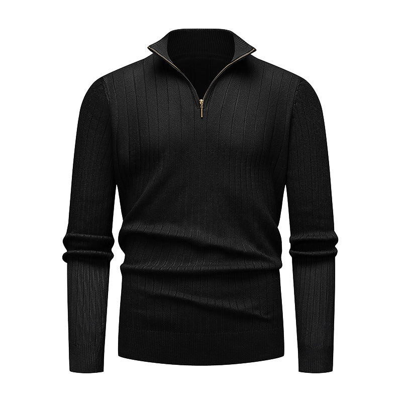 Men's high-quality knitted sweater with modern stand-up collar and zipper Lisslune