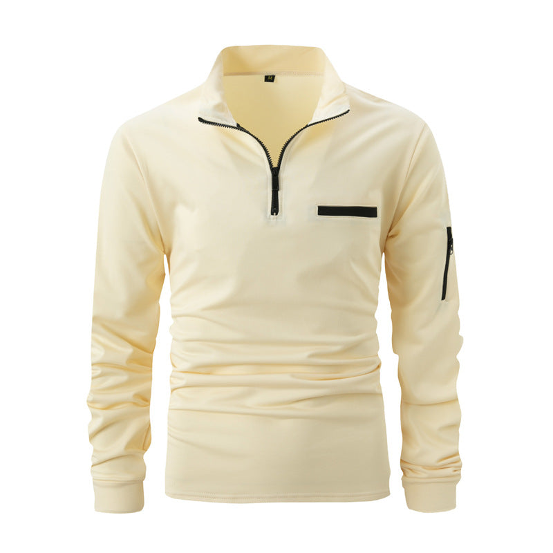 Men's sporty sweater with half zip and practical pockets Lisslune