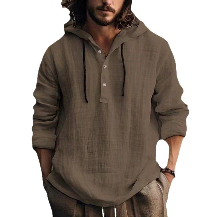 Men's casual shirt with hood and button placket Lisslune