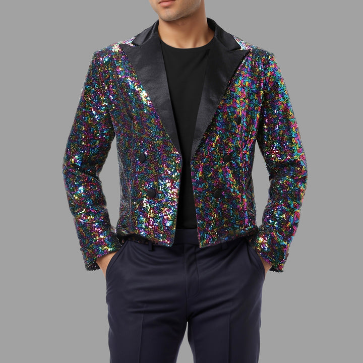 Men's extravagant sequin jacket with satin finish Lisslune