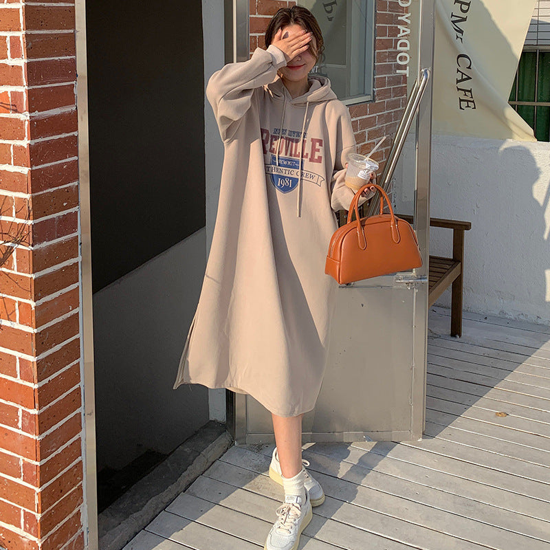 Women's hoodie dress with casual cut and stylish graphic print Lisslune