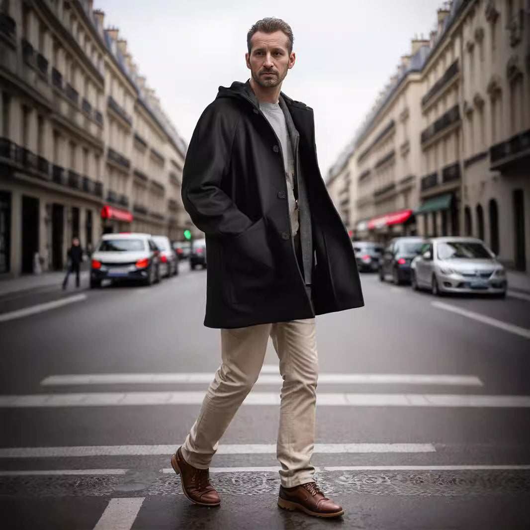 Men's hooded coat made of soft material Lisslune