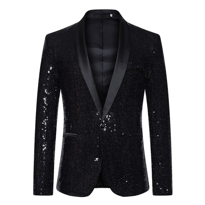 Men's elegant sequin blazer with satin collar area Lisslune