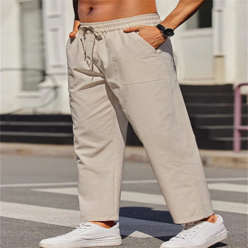 Men's leisure pants made of lightweight, breathable material with elastic waistband and practical pockets Lisslune