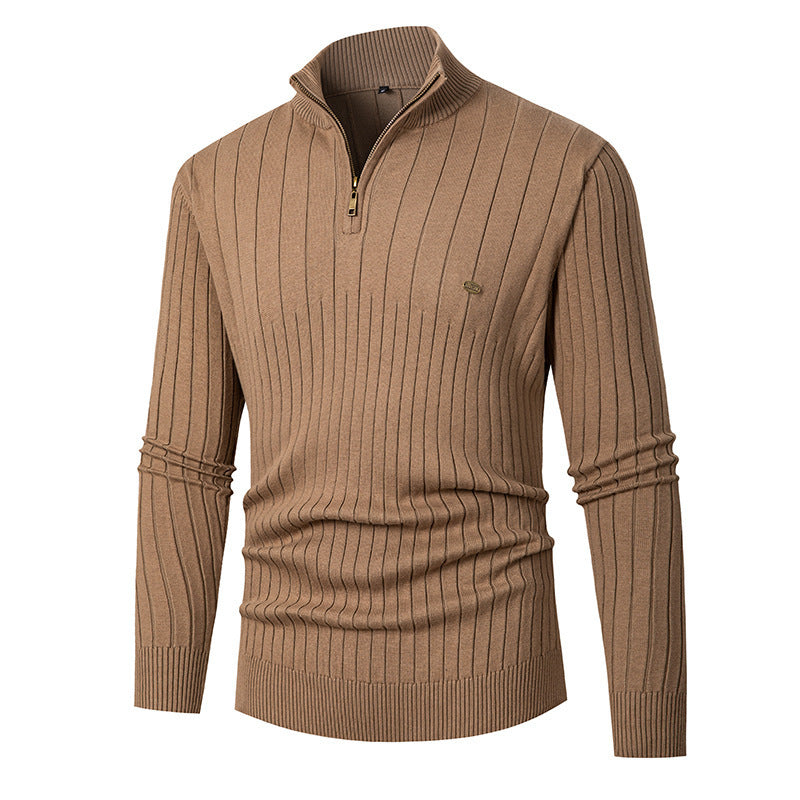 Men's fashionable sweater with zipper and fine rib design Lisslune
