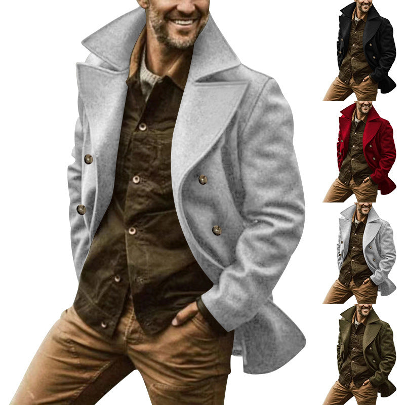 Men's Elegant Wool Peacoat Lisslune