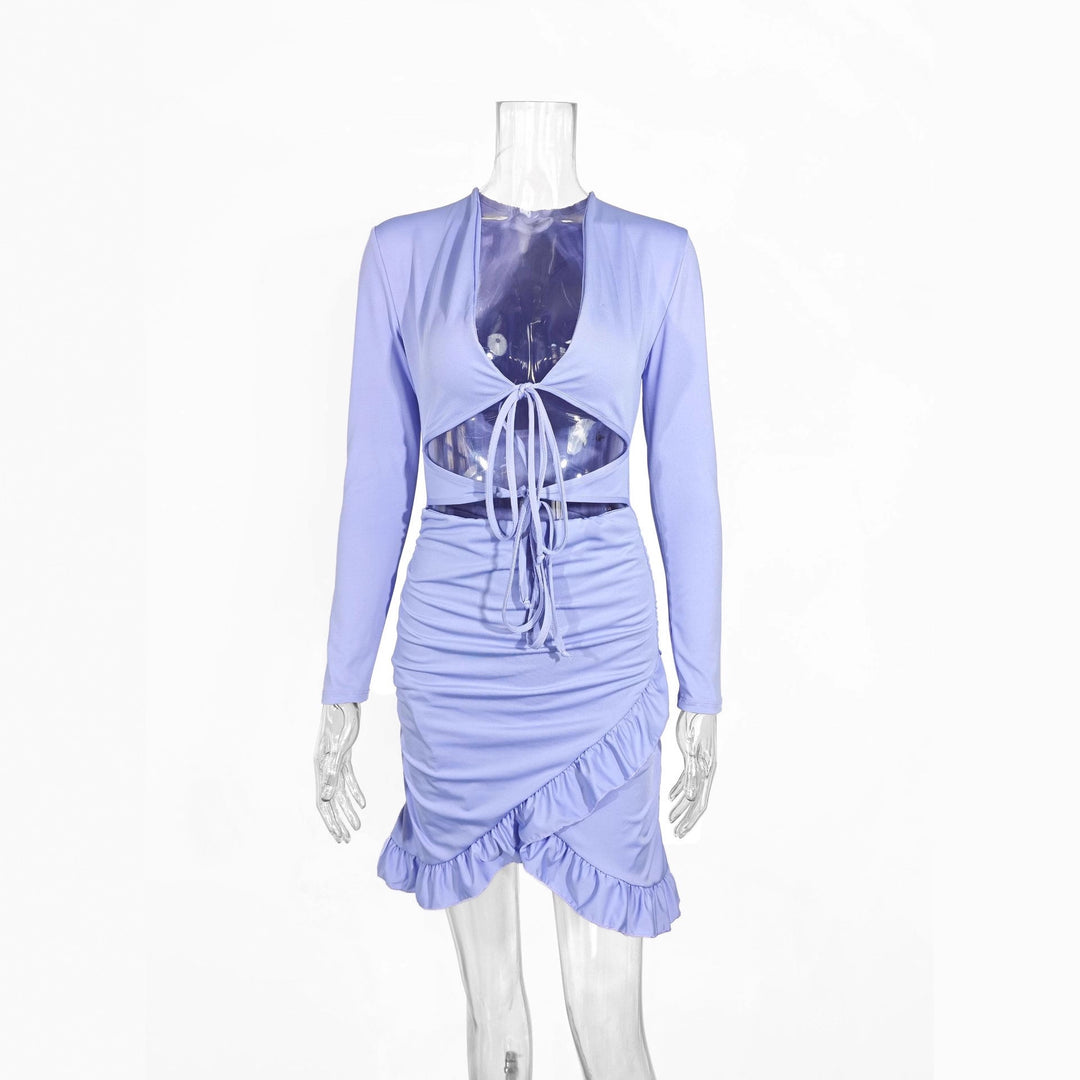 Damen Crop-Top und Rock-Set mit tiefem Ausschnitt und Rüschendetails Lisslune