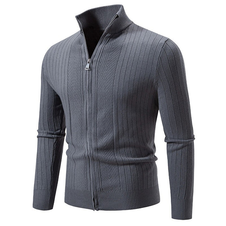 Men's knitted sweater with modern zipper and ribbed structure Lisslune