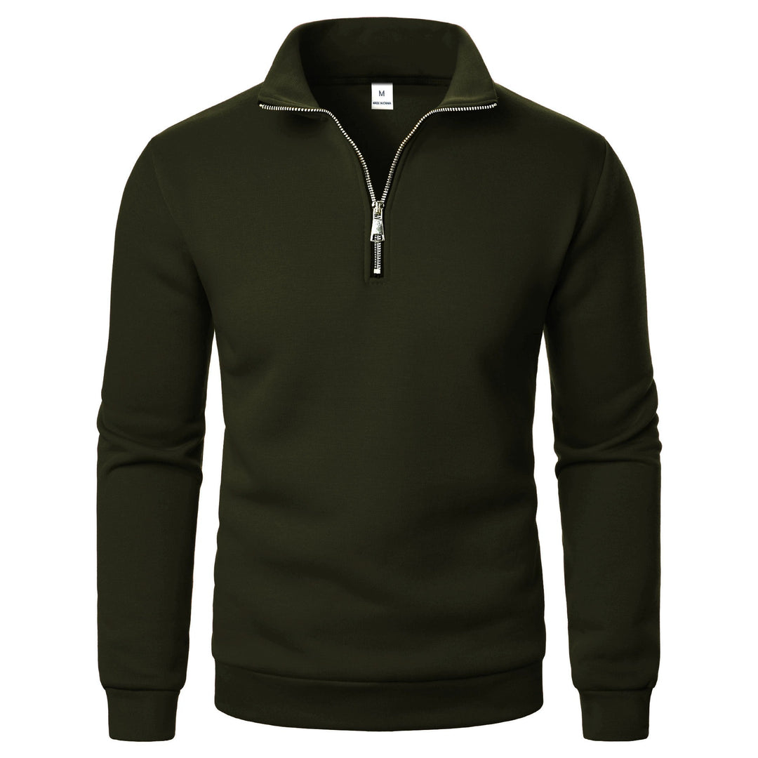Men's fleece pullover with practical stand-up collar and zipper Lisslune