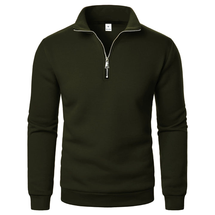 Men's fleece pullover with practical stand-up collar and zipper Lisslune