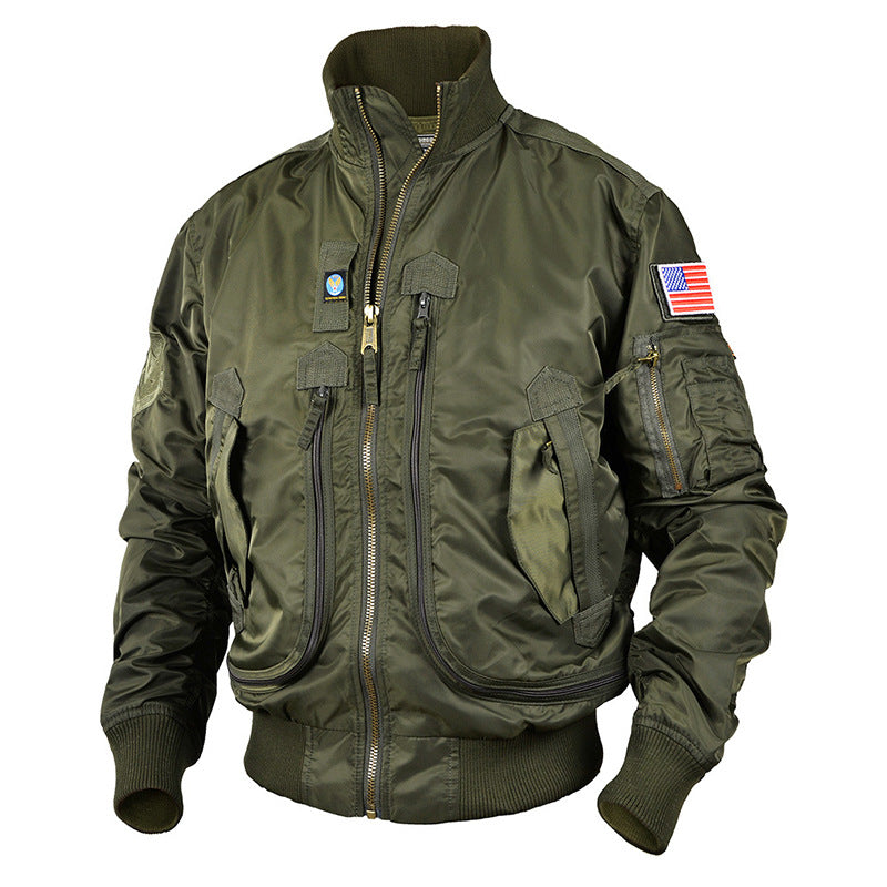 Men's Multifunctional Pilot Jacket with Practical Pockets and High Collar Lisslune