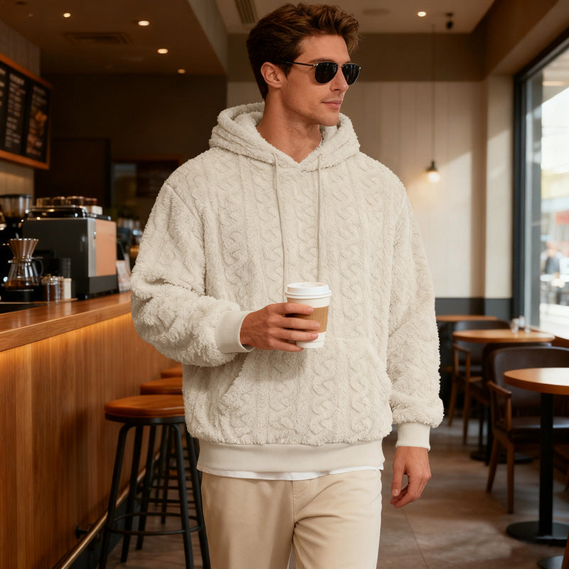 Men's Cozy Hoodie with Textured Fleece Lisslune