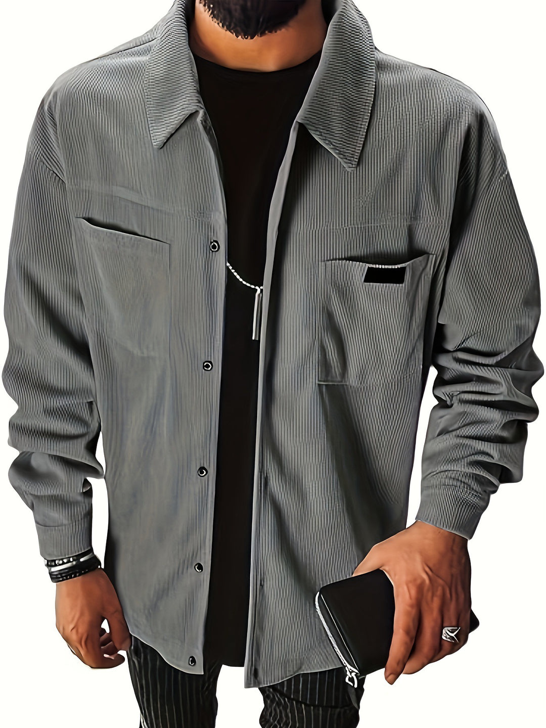 Men's Modern Rib Structure Shirt Jacket Lisslune