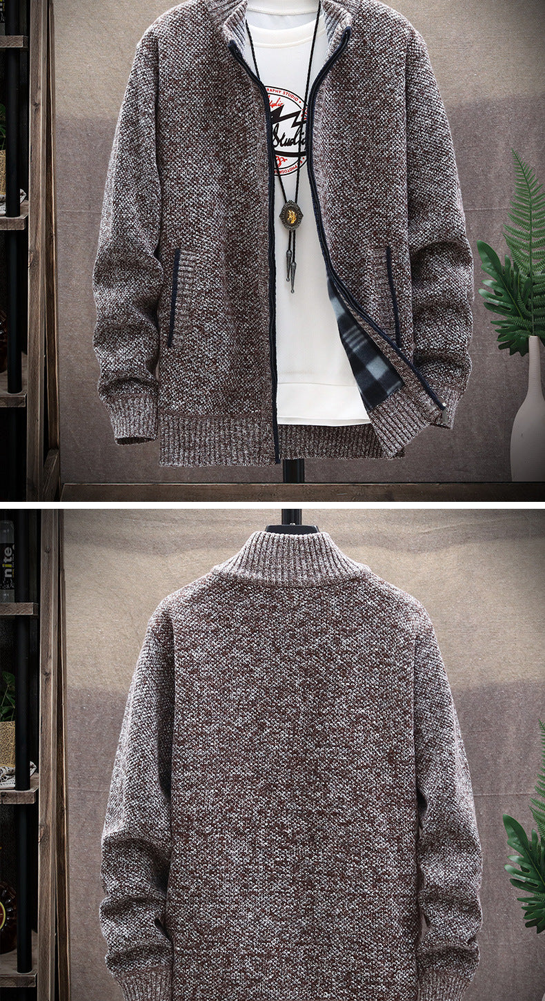 Men's cardigan with stand-up collar and pockets Lisslune