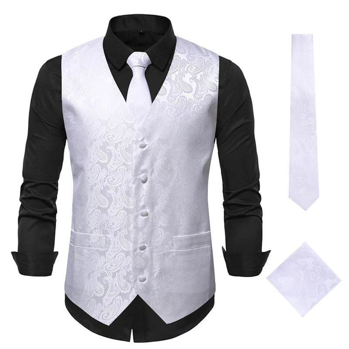 Men's elegant vest suit set with matching tie and pocket square Lisslune
