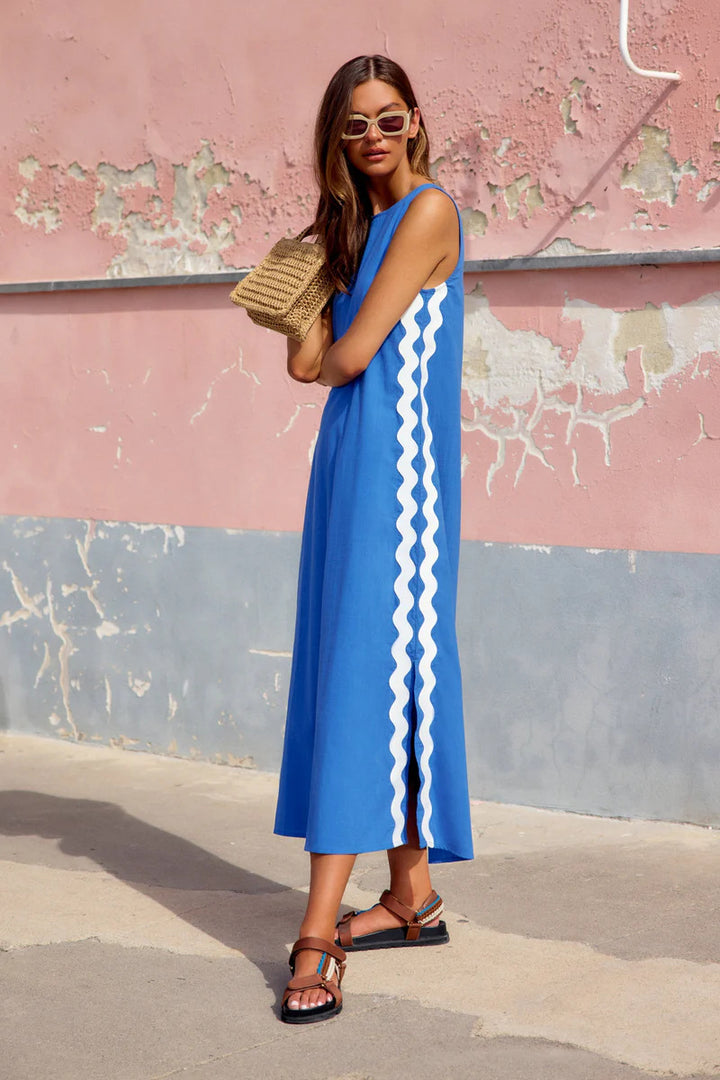 Ladies maxi dress with elegant cut and decorative details Lune London
