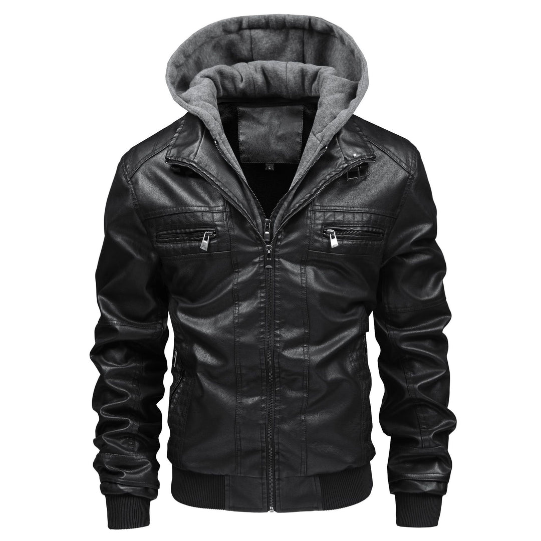 Men's leather jacket with removable hooded lining Lisslune