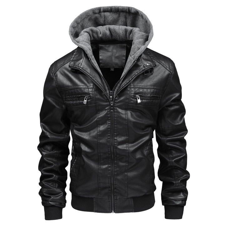 Men's leather jacket with removable hooded lining Lisslune
