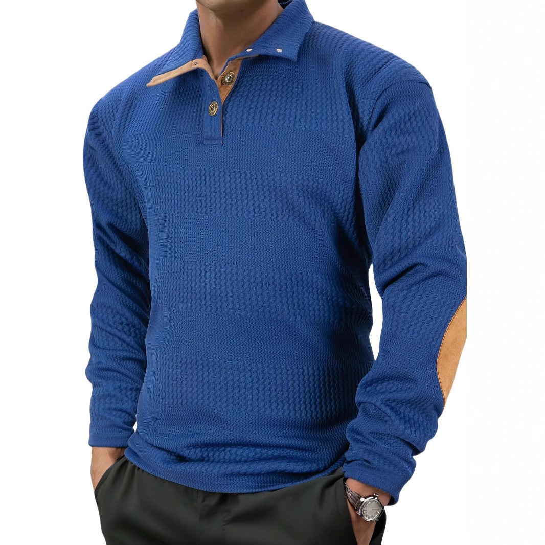 Men's structured long sleeve polo shirt with high-quality contrast elements Lisslune