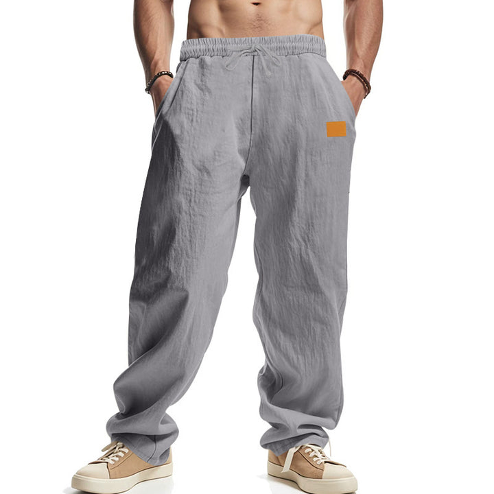 Men's relaxed linen pants with elastic waistband and practical side pockets Lisslune