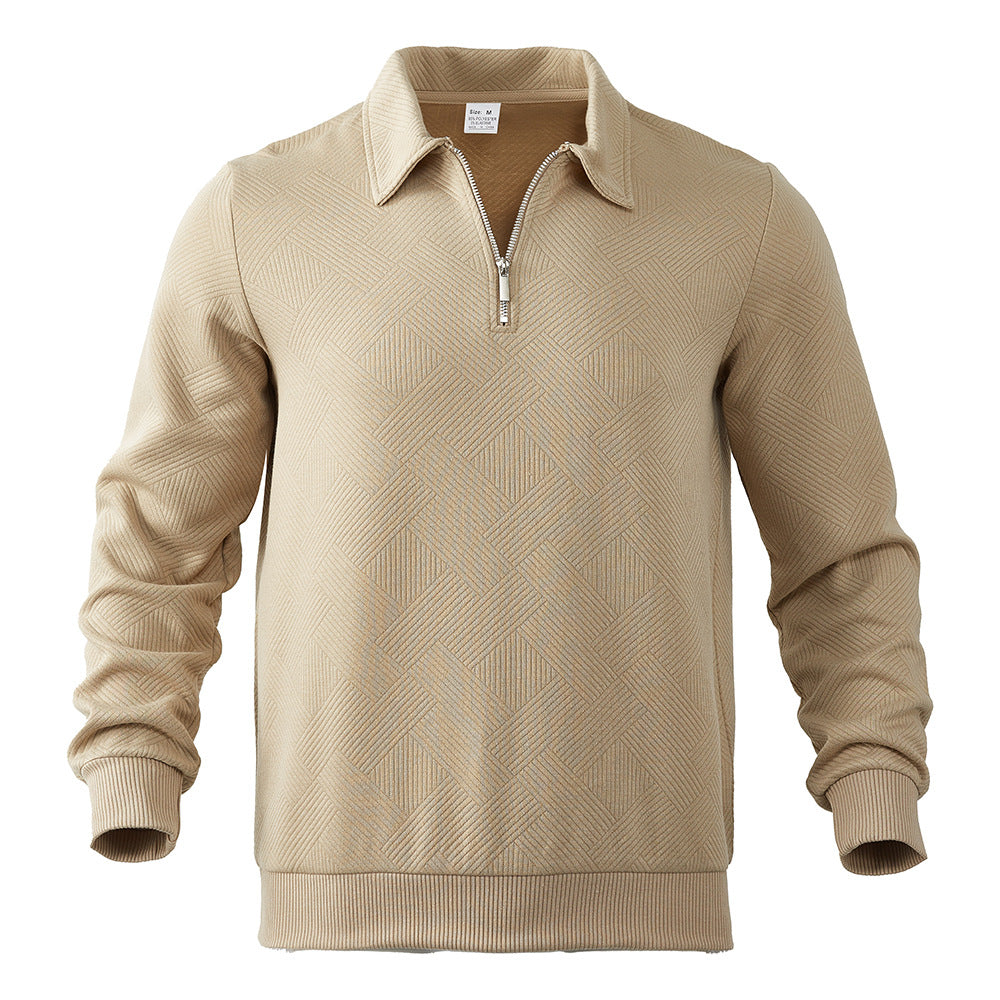 Men's elegant stand collar sweater with zipper and textured design Lisslune