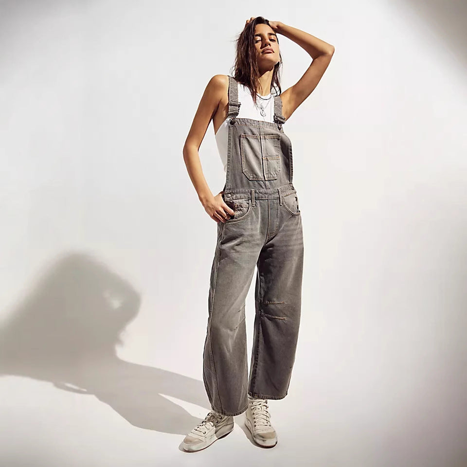 Women's casual denim overalls in a modern cut with adjustable straps Lisslune