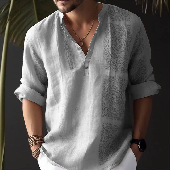 Men's linen shirt with stylish button details Lisslune