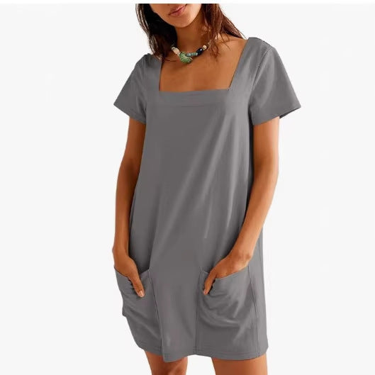 Damen Bequemes Freizeitkleid mit Taschen Lisslune