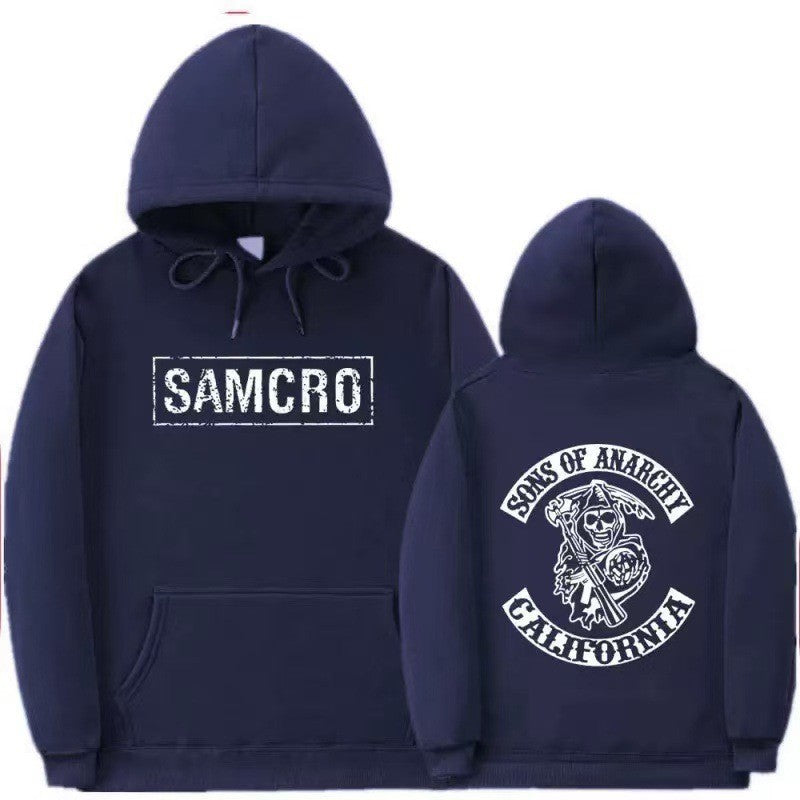 Women's hooded sweatshirt with artistic retro print and kangaroo pocket design Lisslune