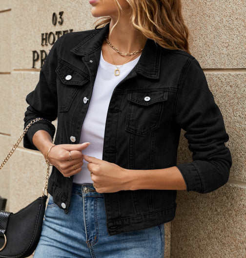Women's Denim Jacket with Modern Cut and Practical Pockets Lisslune
