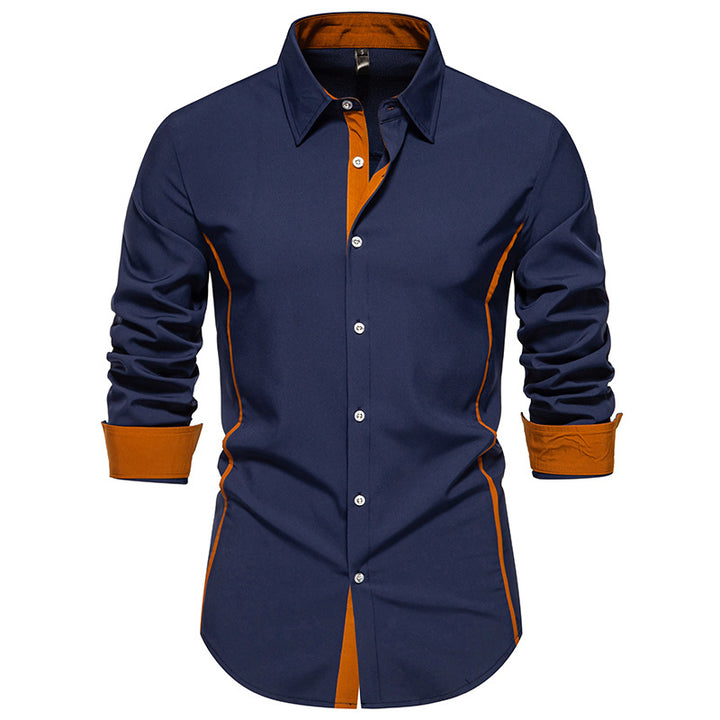 Men's long-sleeve shirt with contrasting seams and modern cut Lisslune