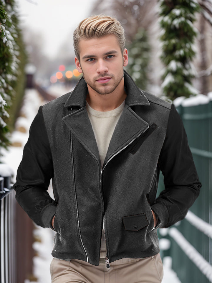 Men's fashionable transitional jacket with contrasting sleeves and practical pockets Lisslune