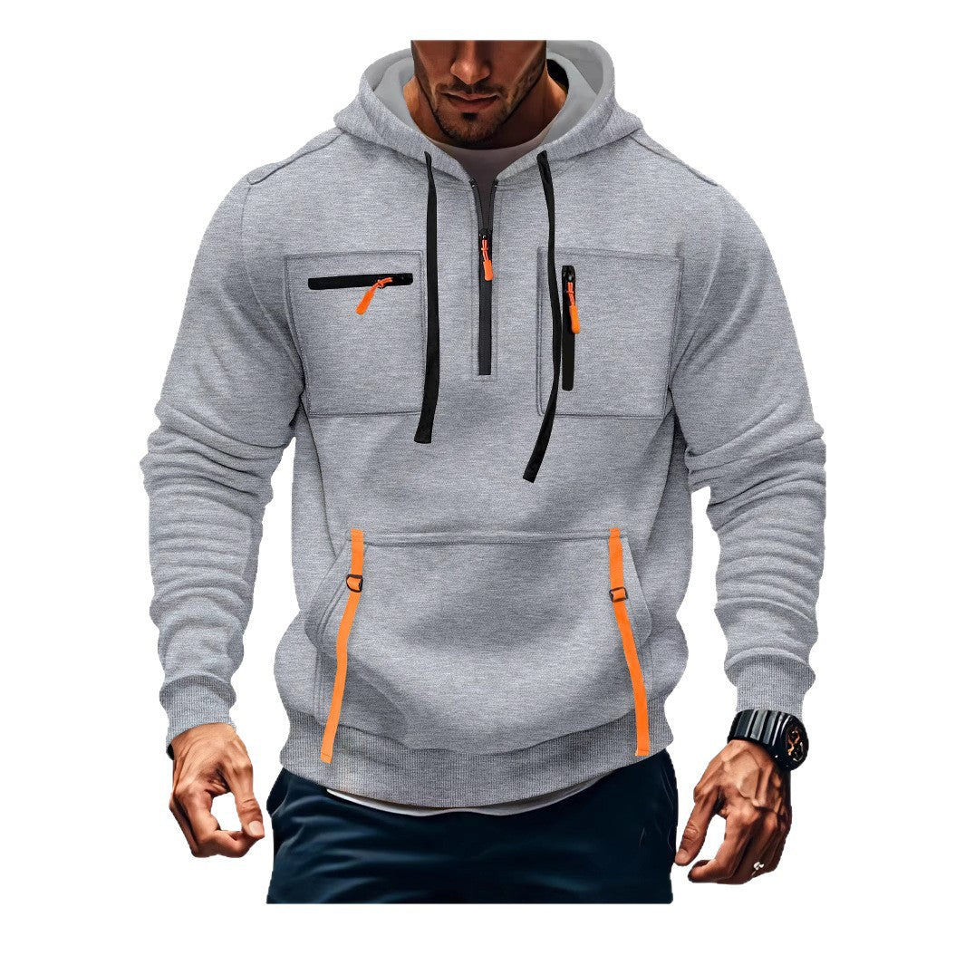 Men's stylish hoodie with functional zippered pockets Lisslune