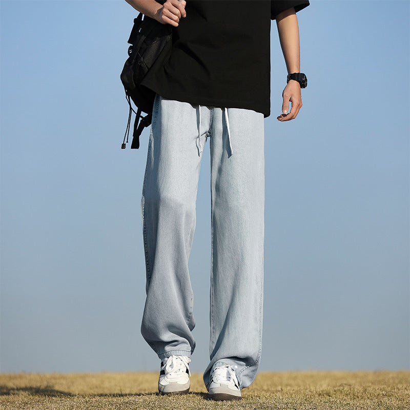Men's loose and comfortable denim pants with adjustable waistband Lisslune