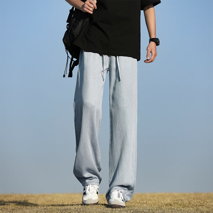 Men's loose and comfortable denim pants with adjustable waistband Lisslune