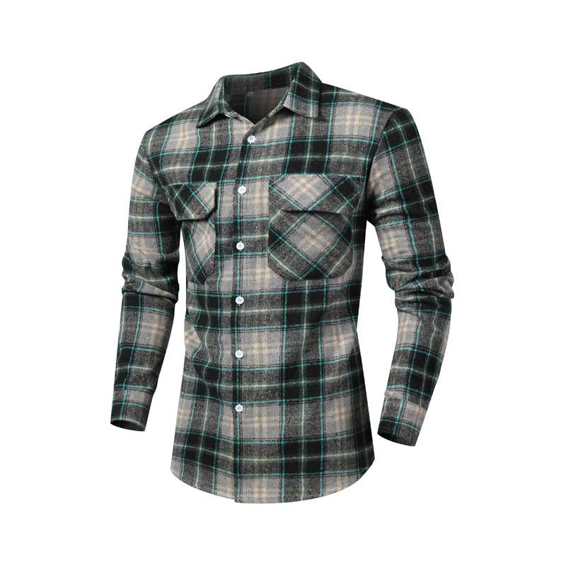 Men's flannel shirt with classic check pattern and chest pockets Lisslune
