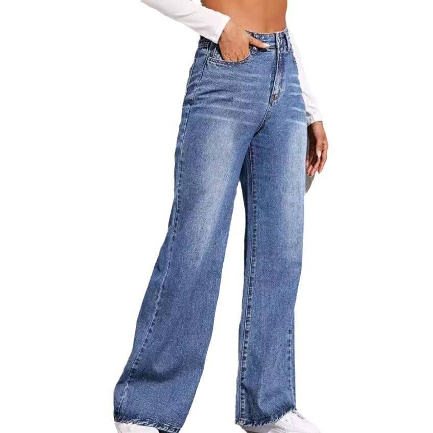 Damen weit geschnittene High-Waist Jeans im casual Look Lisslune