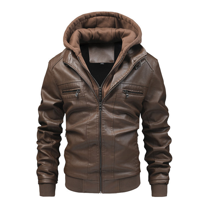 Men's leather jacket with removable hooded lining Lisslune