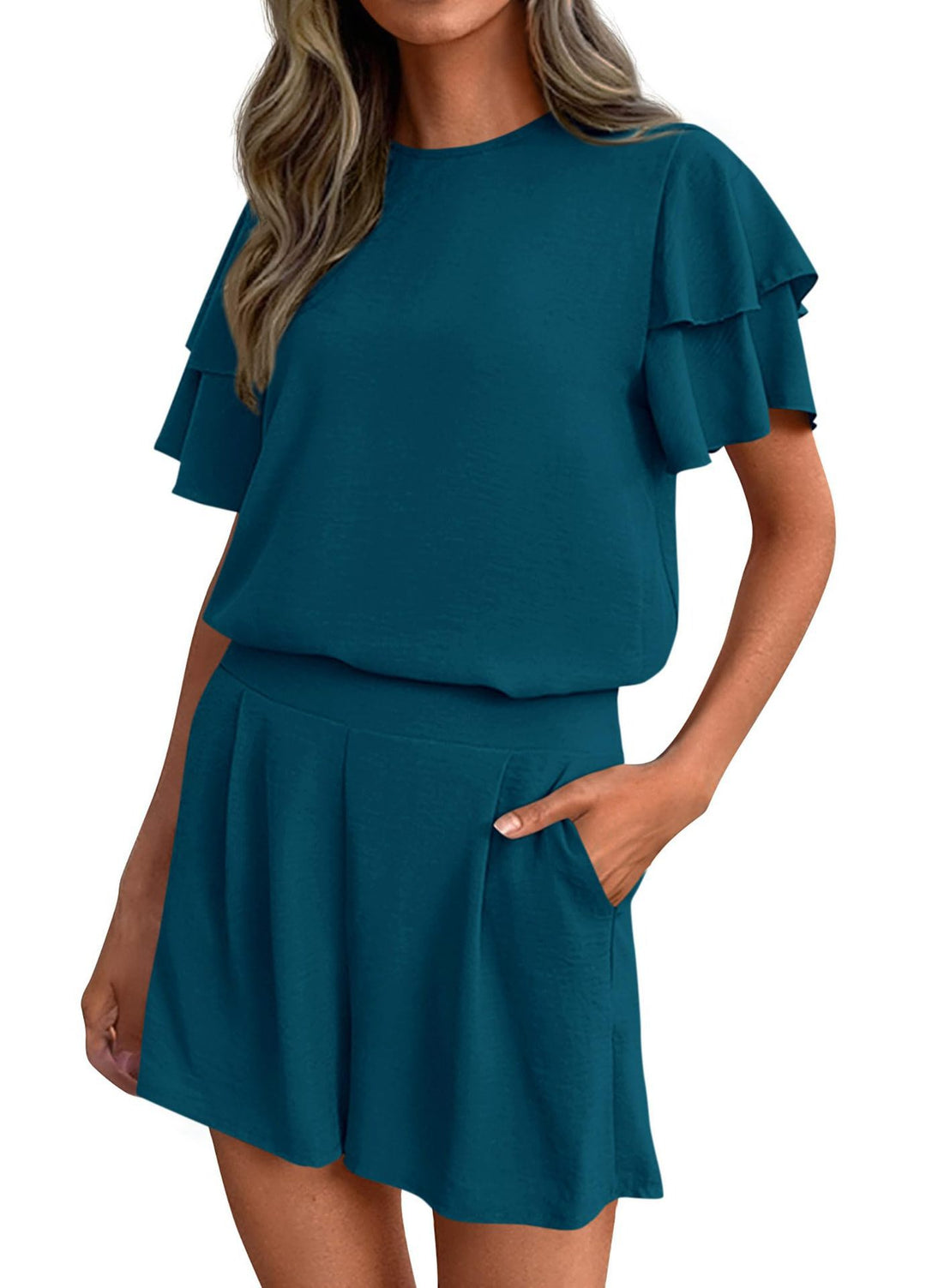 Women's Playful Jumpsuit with Ruffle Details and Side Pockets Lisslune