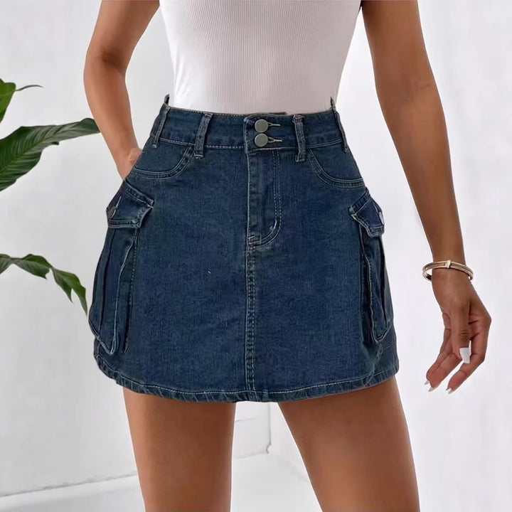 Women's denim mini skirt with patch pockets and modern details Lisslune